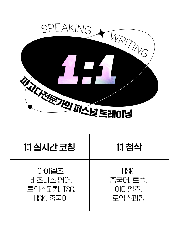 1:1 실시간 코칭 아이엘츠, 비즈니스 영어, 토익 스피킹, TSC, HSK, 중국어. 1:1 첨삭 HSK, 중국어, 토플, 아이엘츠, 토익스피킹